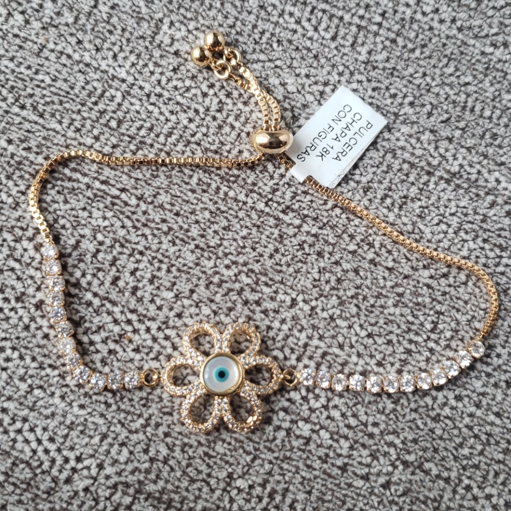 Eye braclet with flower/ pulsera de ojo flor